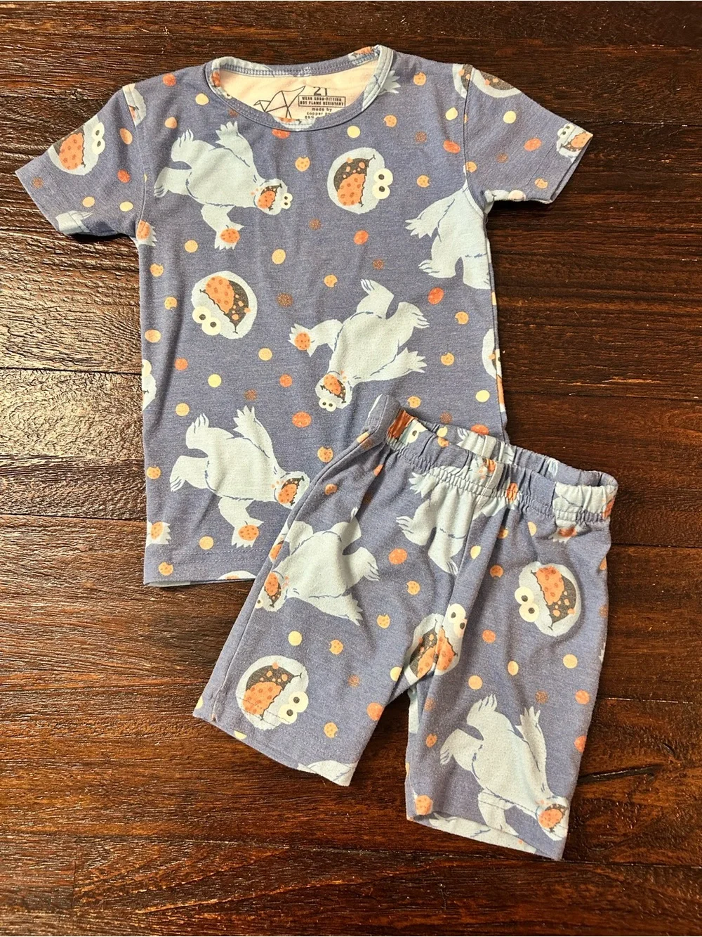 Copper Pearl Cookie Monster- 2pc Short Sleeve Pajama Set - 2T
